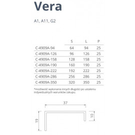 Uchwyt meblowy VERA  C-4909A, 286 mm, G2 chrom